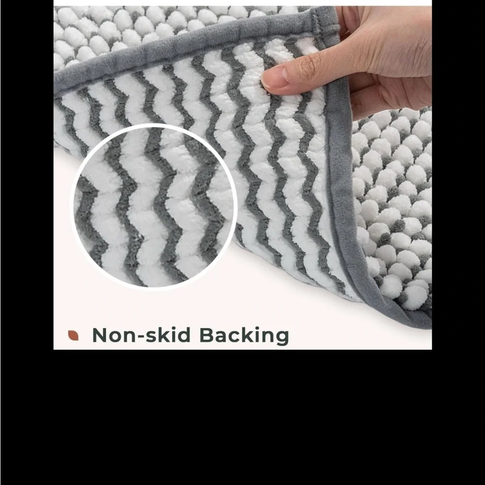 2 pack Room Essentials Gray and White Non slip Bath Rug Set